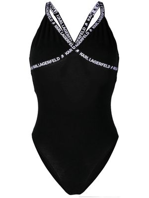 Karl Lagerfeld logo tape V-neck body - Black