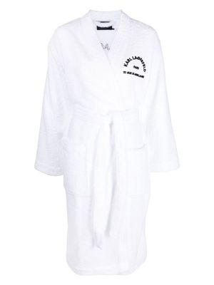 Karl Lagerfeld logo towel bath robe - White