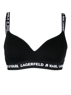 Karl Lagerfeld logo-trim bra - Black