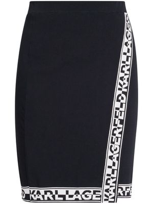 Karl Lagerfeld logo-trimmed knitted wrap skirt - Black