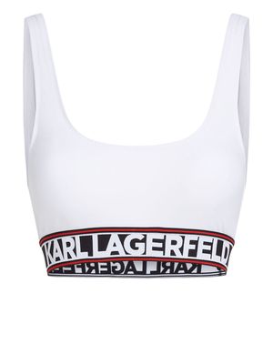Karl Lagerfeld logo-underband bikini top - White