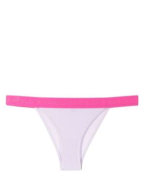 Karl Lagerfeld logo-waist fine-rib thong - Purple