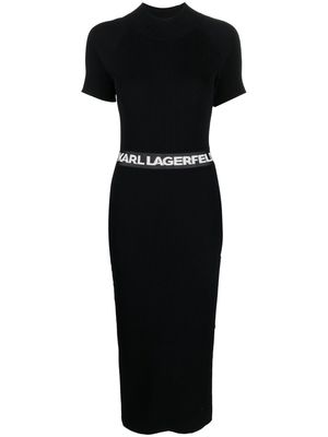 Karl Lagerfeld logo-waist knitted dress - Black