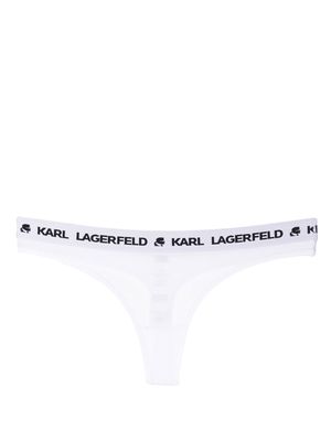Karl Lagerfeld logo-waist thong - White