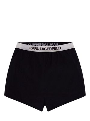 Karl Lagerfeld logo-waistband beach shorts - Black