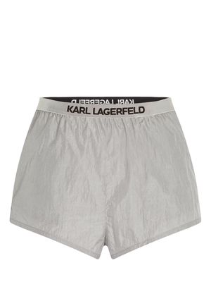 Karl Lagerfeld logo-waistband beach shorts - Grey