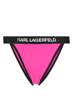 Karl Lagerfeld logo-waistband bikini bottoms - Pink