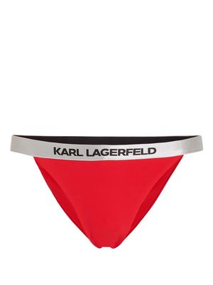 Karl Lagerfeld logo-waistband bikini bottoms - Red