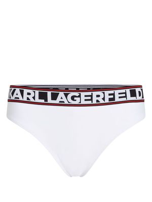 Karl Lagerfeld logo-waistband bikini bottoms - White