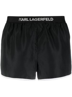 Karl Lagerfeld logo-waistband detail shorts - Black