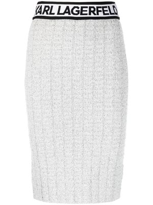 Karl Lagerfeld logo-waistband knitted skirt - Black