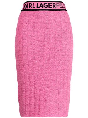 Karl Lagerfeld logo-waistband pencil skirt - Pink