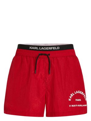Karl Lagerfeld logo-waistband swim shorts - Red