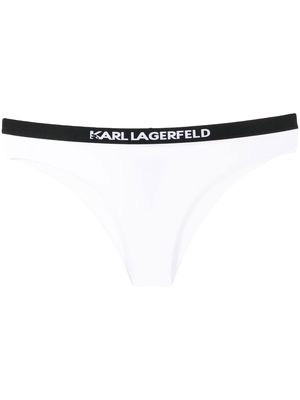 Karl Lagerfeld logo-waisted bikini brief - White