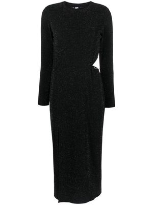 Karl Lagerfeld long-sleeve lurex midi dress - Black