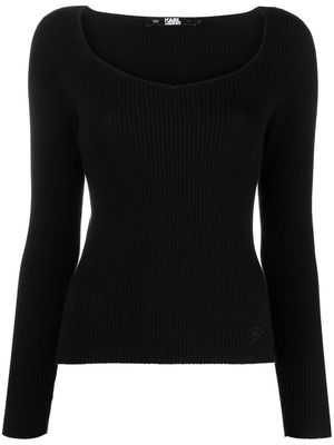 Karl Lagerfeld long-sleeved ribbed-knit top - Black