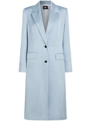 Karl Lagerfeld longline tailored satin coat - Blue