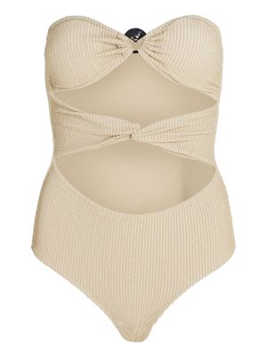 Karl Lagerfeld lurex-charm strapless swimsuit - Neutrals