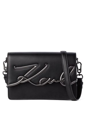 Karl Lagerfeld medium K/Signature leather shoulder bag - Black