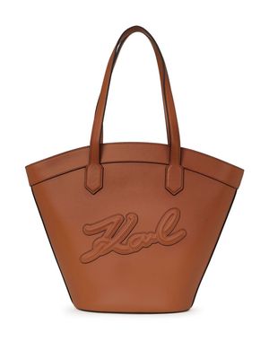 Karl Lagerfeld medium K/Signature leather tote bag - Brown