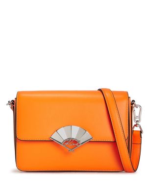 Karl Lagerfeld medium Signature Fan leather crossbody bag - Orange