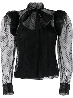 Karl Lagerfeld mesh ruffle blouse - Black