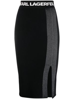 Karl Lagerfeld metallic-detailing fitted skirt - Black