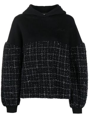 Karl Lagerfeld Mix long-sleeve bouclé hoodie - Black