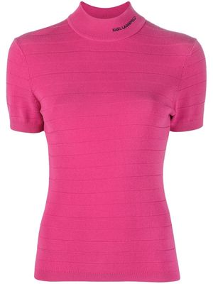 KARL LAGERFELD mock-neck short-sleeve knit top - Pink