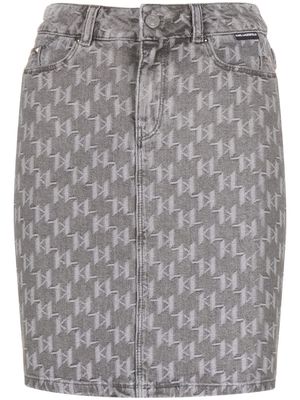 Karl Lagerfeld monogram denim skirt - Grey