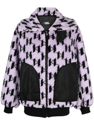 Karl Lagerfeld monogram faux-shearling jacket - Purple
