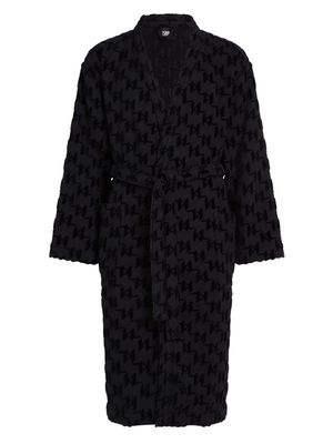 Karl Lagerfeld monogram-jacquard cotton bath robe - Black