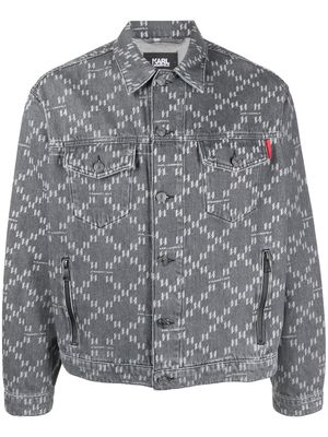 Karl Lagerfeld monogram-jacquard denim jacket - Grey