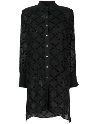 Karl Lagerfeld monogram-jacquard glitter-detail shirt - Black