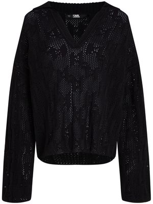 Karl Lagerfeld monogram-jacquard jumper - Black