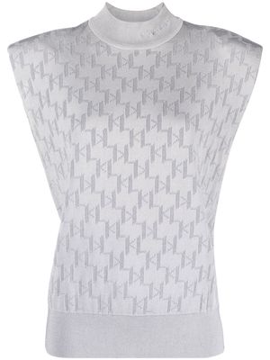 Karl Lagerfeld monogram jacquard knit top - Grey