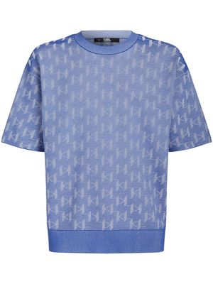 Karl Lagerfeld monogram-jacquard organic-cotton T-shirt - Blue