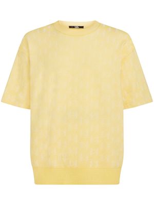 Karl Lagerfeld monogram-jacquard organic-cotton T-shirt - Yellow