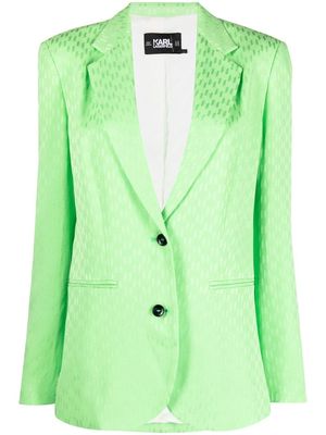 Karl Lagerfeld monogram-jacquard single-breasted blazer - Green