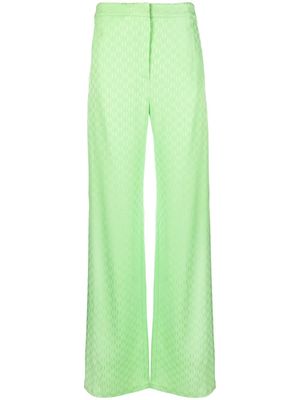 Karl Lagerfeld monogram-jacquard wide-leg trousers - Green