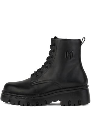 Karl Lagerfeld Monogram Kombat leather boots - Black