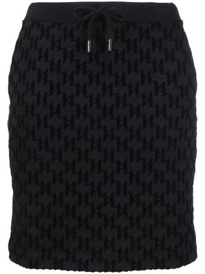 KARL LAGERFELD monogram-pattern drawstring skirt - Black
