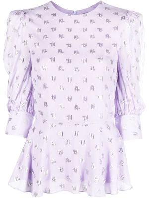 Karl Lagerfeld monogram-pattern flared blouse - Purple