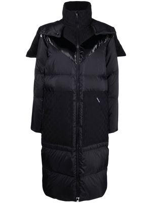 Karl Lagerfeld monogram-pattern hooded puffer coat - Black