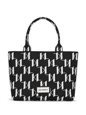 Karl Lagerfeld monogram-pattern knitted tote bag - Black