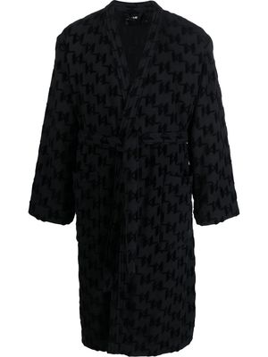 Karl Lagerfeld monogram-pattern tie-waist bathrobe - Black