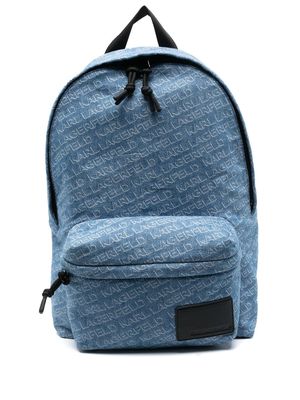 Karl Lagerfeld monogram-print denim backpack - Blue