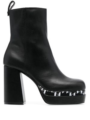 Karl Lagerfeld monogram-print platform boots - Black