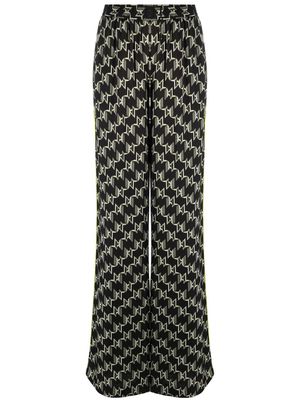 Karl Lagerfeld monogram-print wide-leg trousers - Black