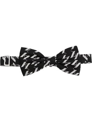 Karl Lagerfeld monogram silk bow tie - Black
